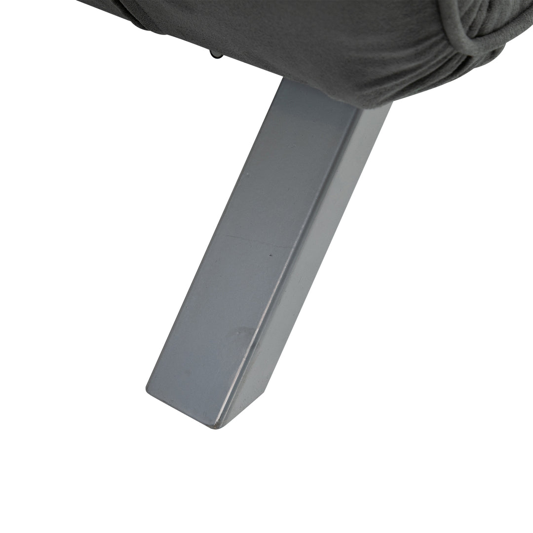 Sovesofa med justerbar ryglæn, pyntepuder, sofa med sovefunktion, fløjlslook, armlæn, gæsteseng, klapstol til stue, soveværelse, grå