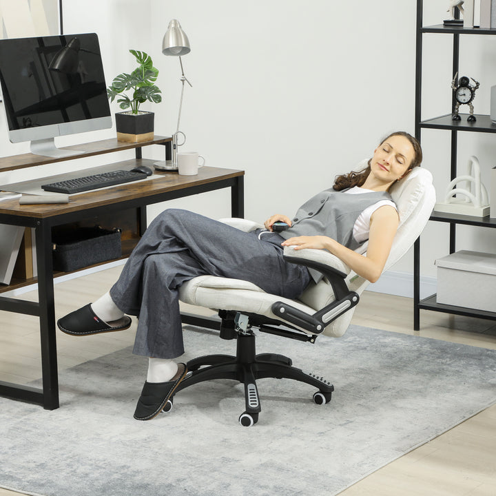 Ergonomisk kontorstol med massagefunktion, 68 x 72 x 110-120 cm, cremehvid