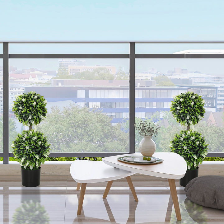 Sæt med 2 kunstige planter, uv-resistent kunstig plante i en urtepotte, 70 cm stueplante til stue, have