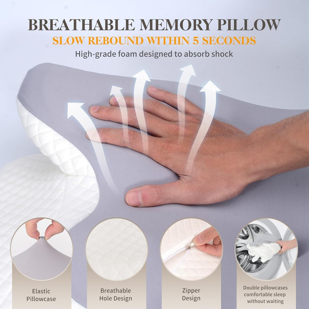 Pude med memory foam, nakkepude, anti-snorken pude, nakkestøtte pude