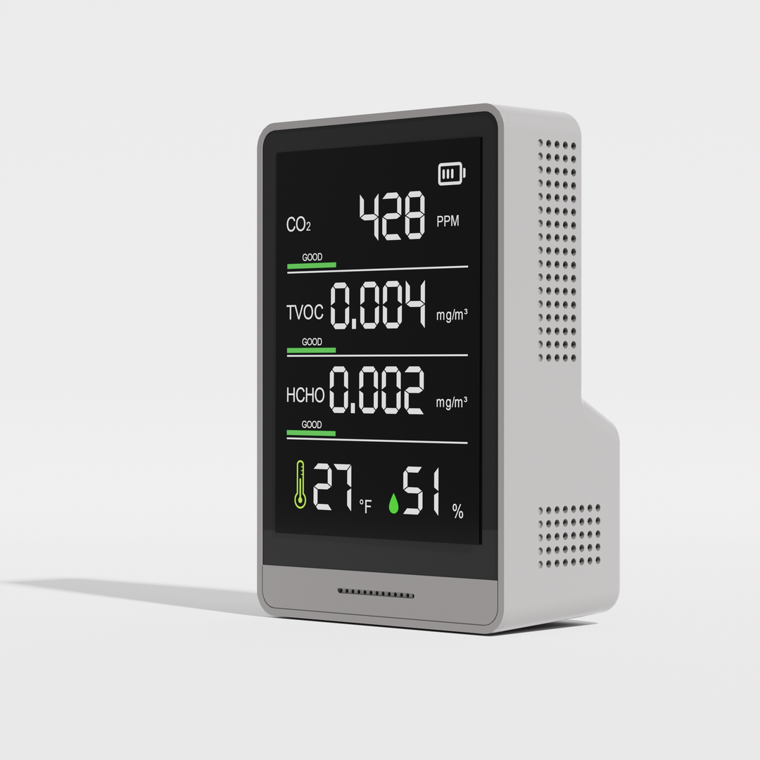 BOOSTER AK3 3 i 1 luftkvalitetsmåler formaldehyddetektor USB genopladelig indendørs udendørs PM2.5 PM10 HCHO TVOC temperatur- og fugtighedsmåler
