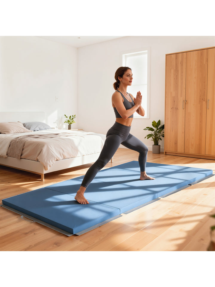 Træningsmåtte, foldbar fitnessmåtte, 240 x 120 x 5 cm, lyseblå