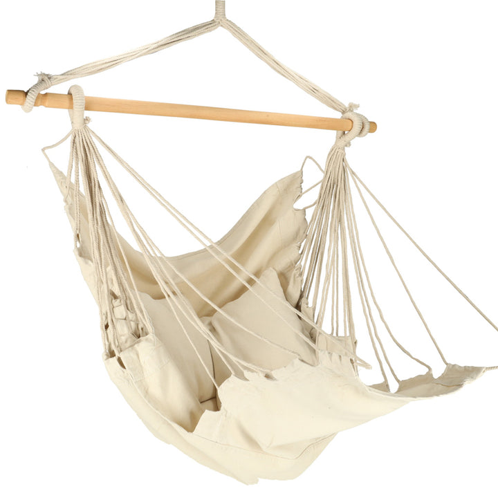 Brasiliansk stol med fodstøtte, hængegynge 130 cm beige