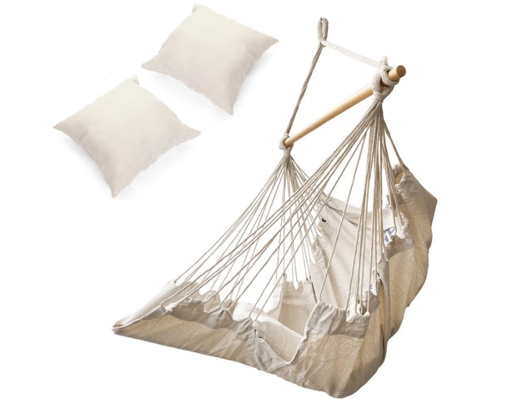 Brasiliansk stol med fodstøtte, hængegynge 130 cm beige