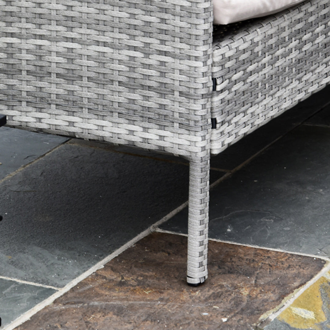 5-Delt havemøbelsæt, rattan siddegruppe med fodskammel, metal, grå, 142 x 60 x 75 cm