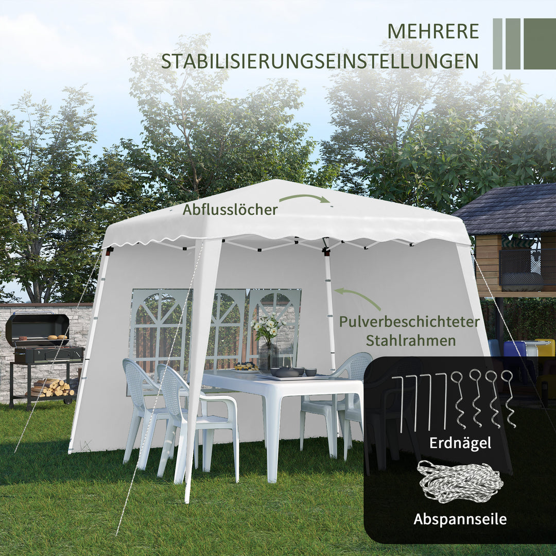 Pop up pavillion foldepavillon, inklusive stjerne, vejrbestandig, 240 x 240 x 250 cm, hvid