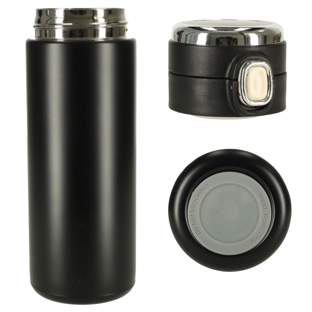 LED termokande med mundstykke, sort, 420 ml