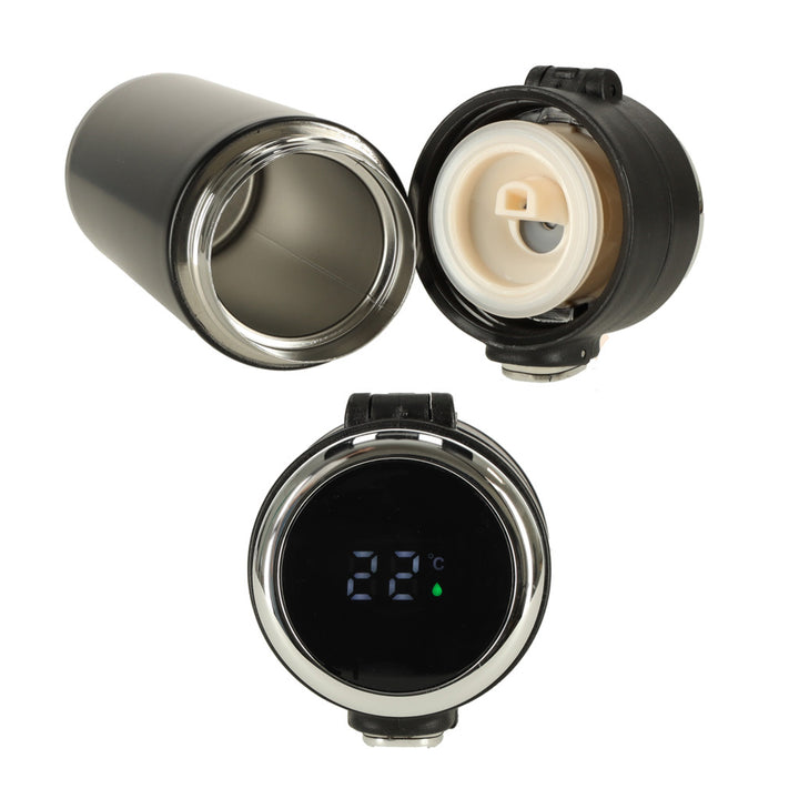 LED termokande med mundstykke, sort, 420 ml