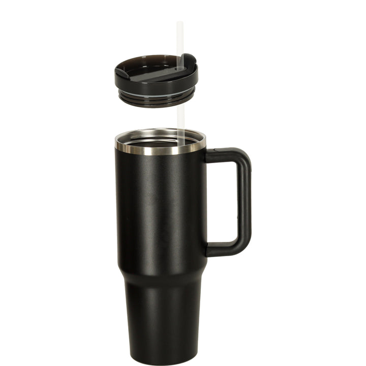 Termokrus med sugerør og hank termokande 1200ml sort