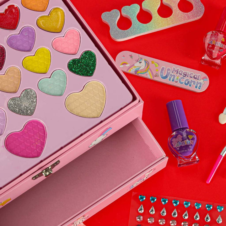 Trunk makeup og neglesæt makeup kosmetik skygger lak skuffer enhjørning