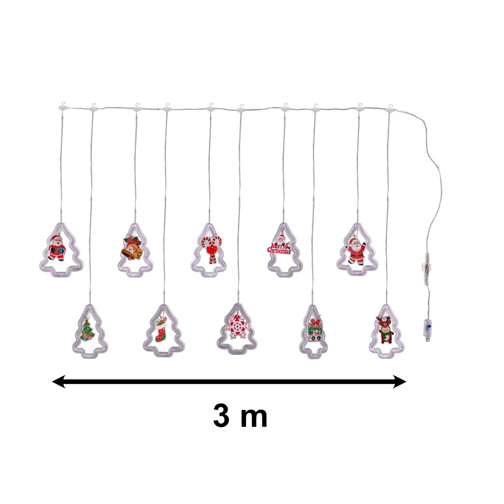 LED juletræsgardinlys 3m 10 USB-pærer