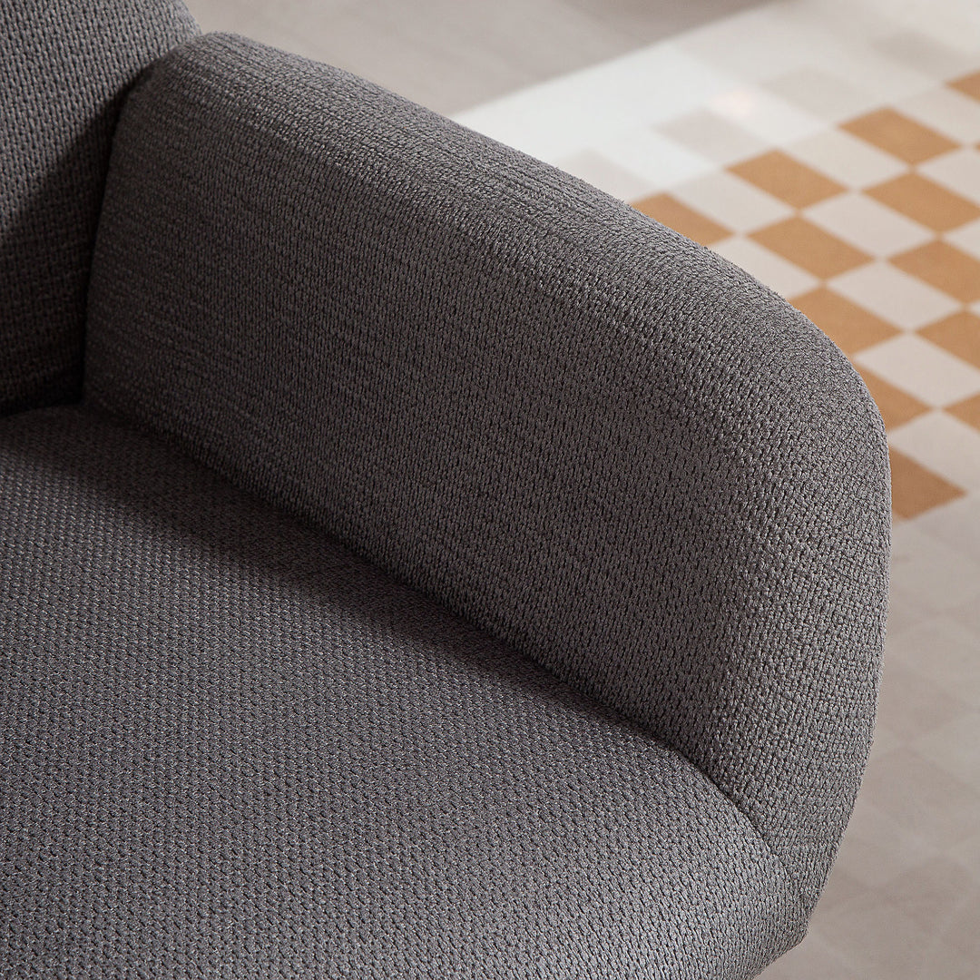 Moderne polstret spisebordsstol med høj ryg og tyk polstring, metalben, grå