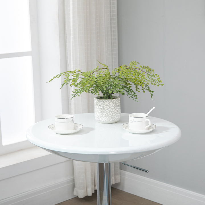 Barbord moderne spisebord højdejusterbart bistrobord højt bord diskbord skrivebord rundt metal abs lak hvid ø61 x 76-97 cm