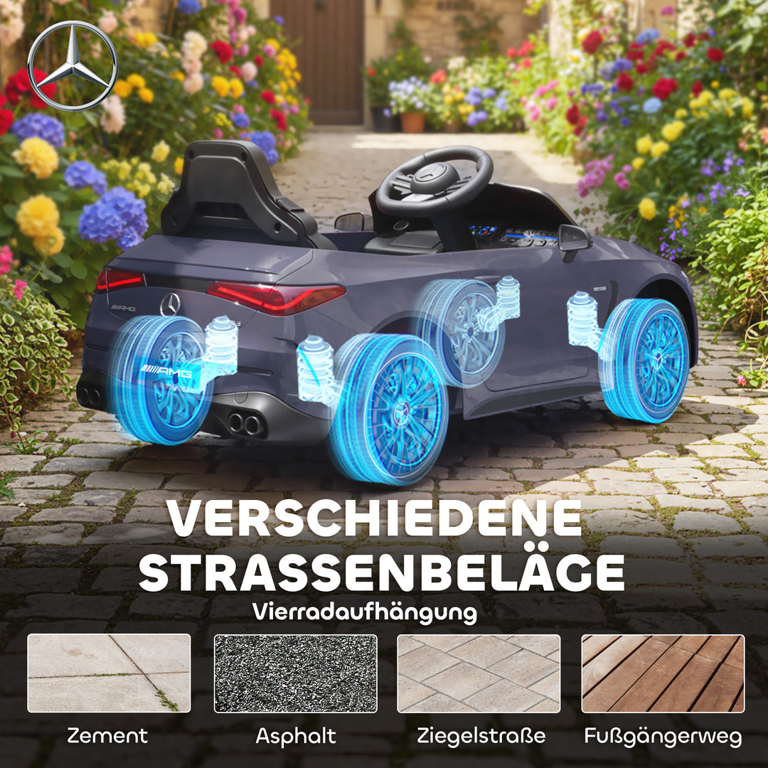 Børne elbil, Mercedes design, 12V motor, fjernbetjening, LED-lys, musik, til børn i alderen 3-6 år, grå