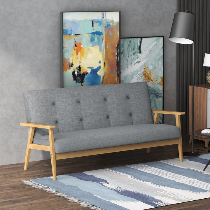 Tre-personers polstret sofa, gummitræ, 154,5 x 69,5 x 73 cm, grå