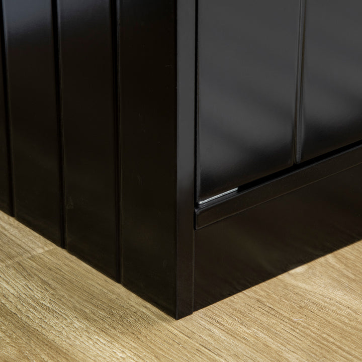 Forhøjet foderstation med 2 rustfrit stålskåle og 44 l opbevaring, magnetiske døre, til store hunde, sort