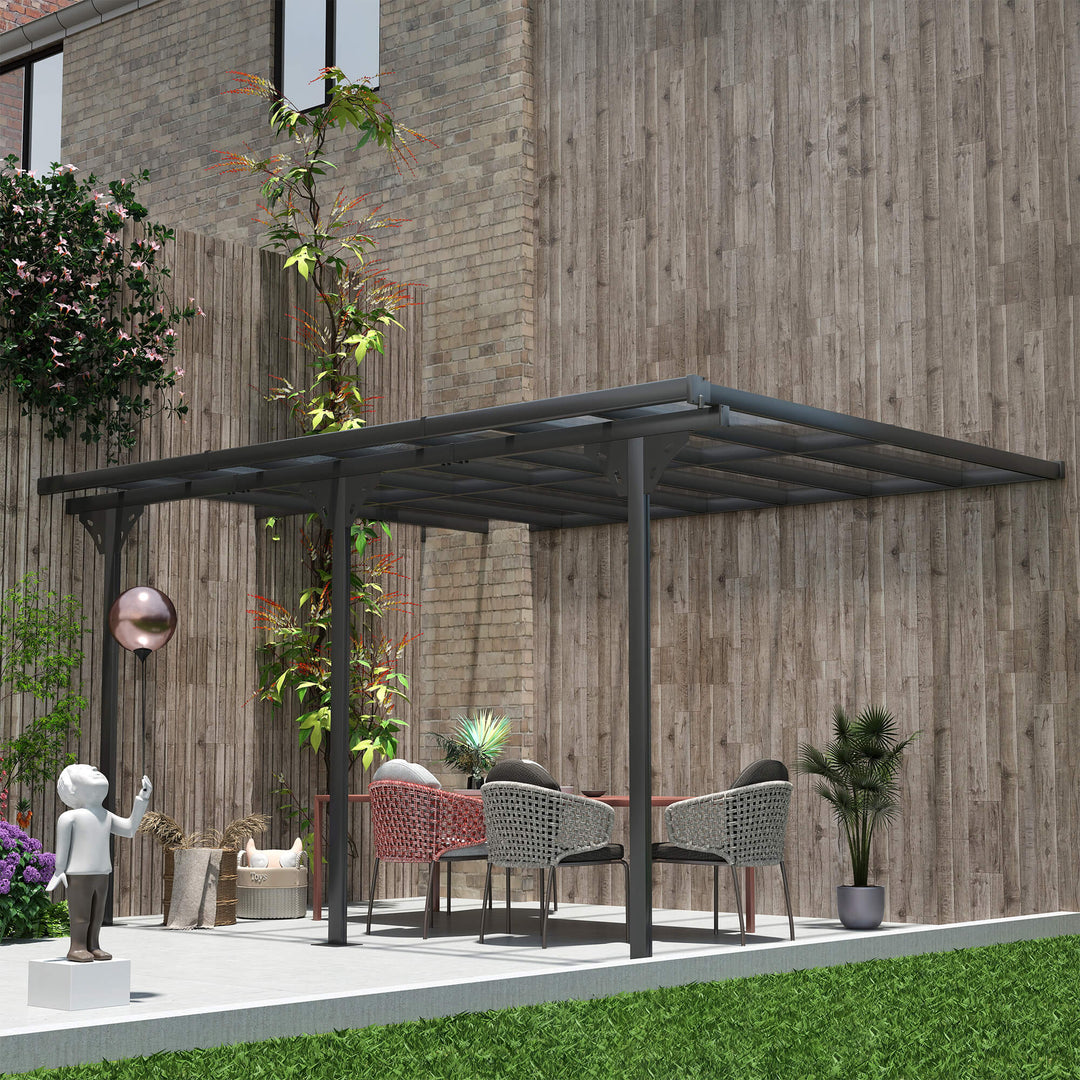 Pergola Pavilion 4,35 x 3,02 m Havepavillon Baldakintelt 231-250 cm Højdejusterbar Solskærm Terrassetelt Udvidelse Pavilion Aluminium Grå