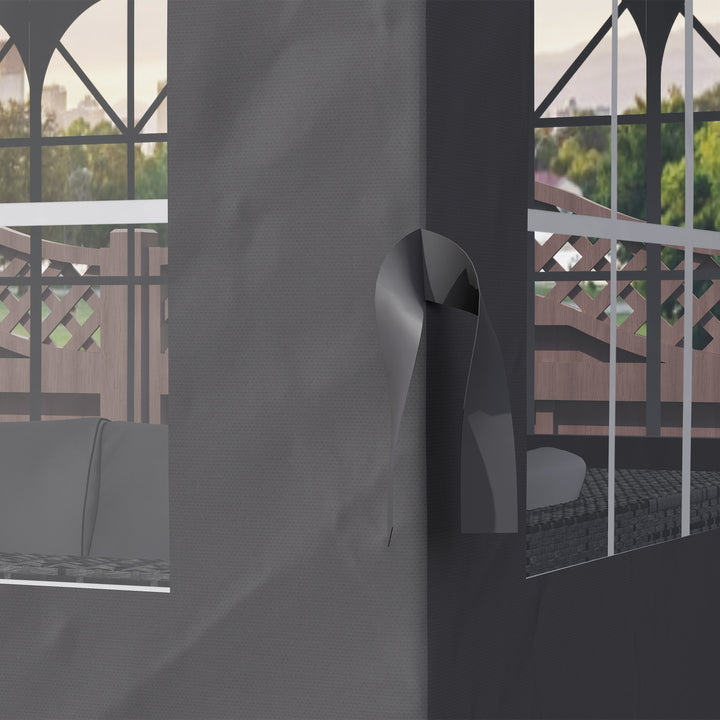 Pavillon sidevægge, 4 sidevægspaneler til havepavillon, med lynlås, 3 x 4 m pavillon, mørkegrå