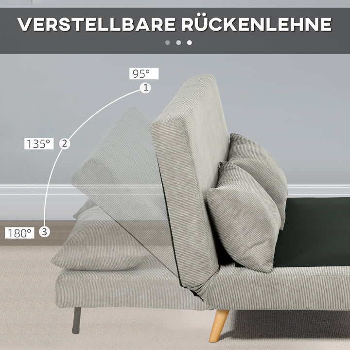 Sovesofa, gæsteseng, 3-positions justerbar ryglæn, linnedlook, op til 120 kg, 141 x 90 x 81 cm, grå