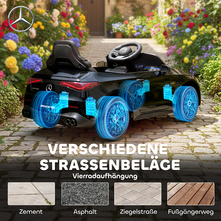Børne elbil, Mercedes design, 12V motor, fjernbetjening, LED-lys, musik, til børn i alderen 3-6 år, sort