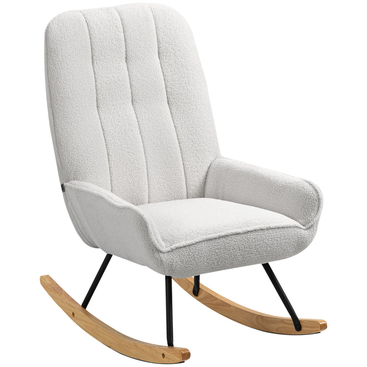 Gyngestol moderne design gyngestol, sherpa fleece, quiltet, 63 cm x 95 cm x 97 cm natur + grå