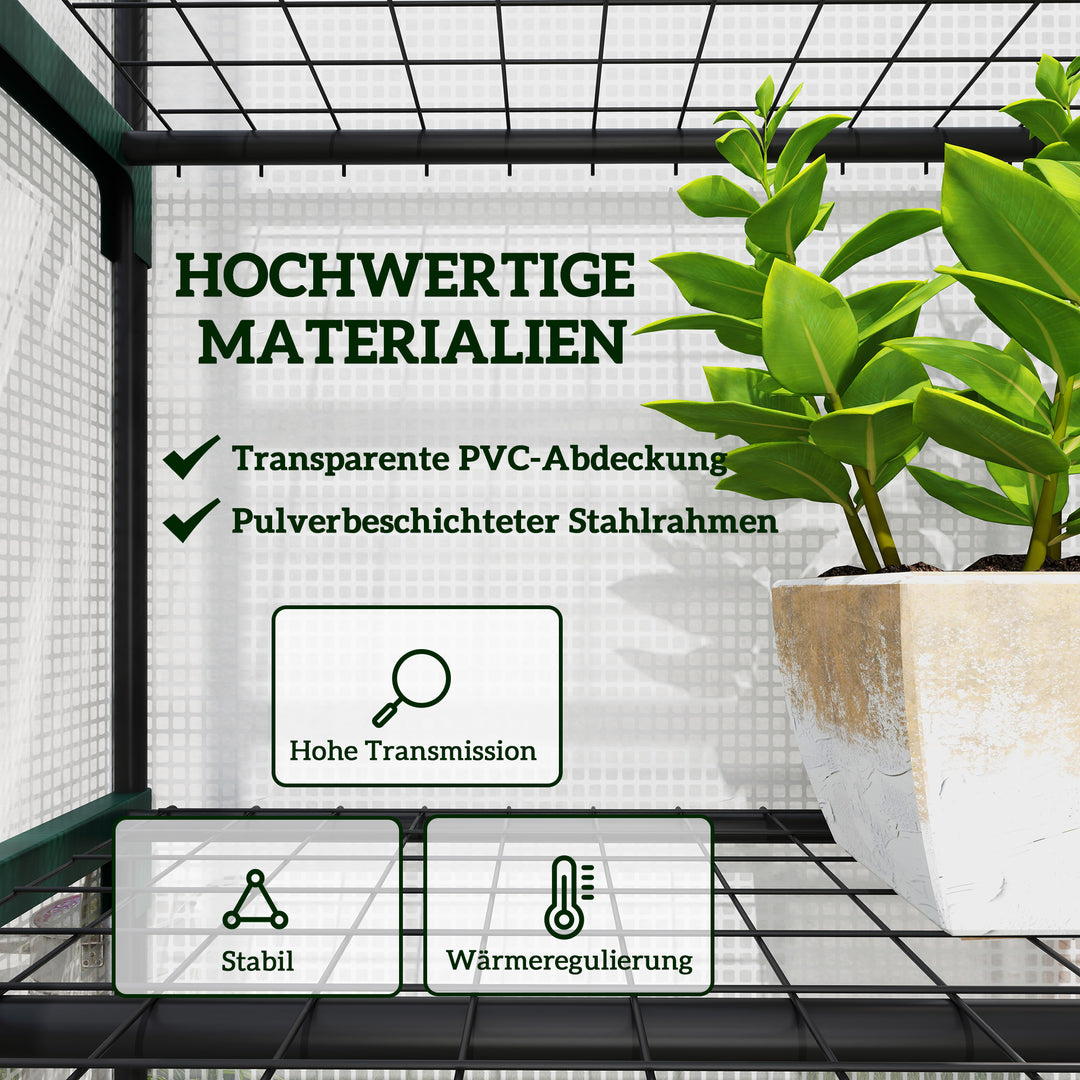 Minidrivhus til blomster eller grøntsager, stål, plastik, 69l x 49b x 193h cm, hvid