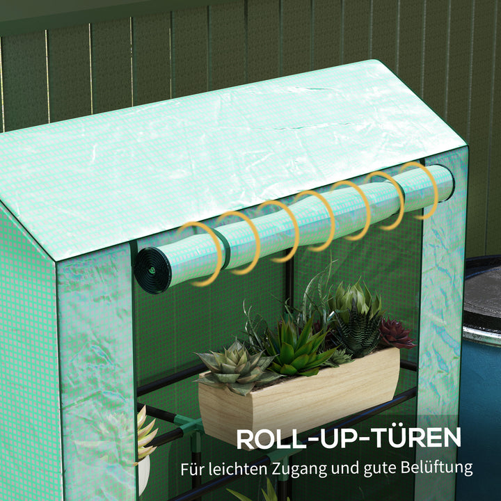 Drivhus med 3-lags hylde, uv-bestandig plastikdør, rulledør, 100 x 40 x 150 cm, grøn