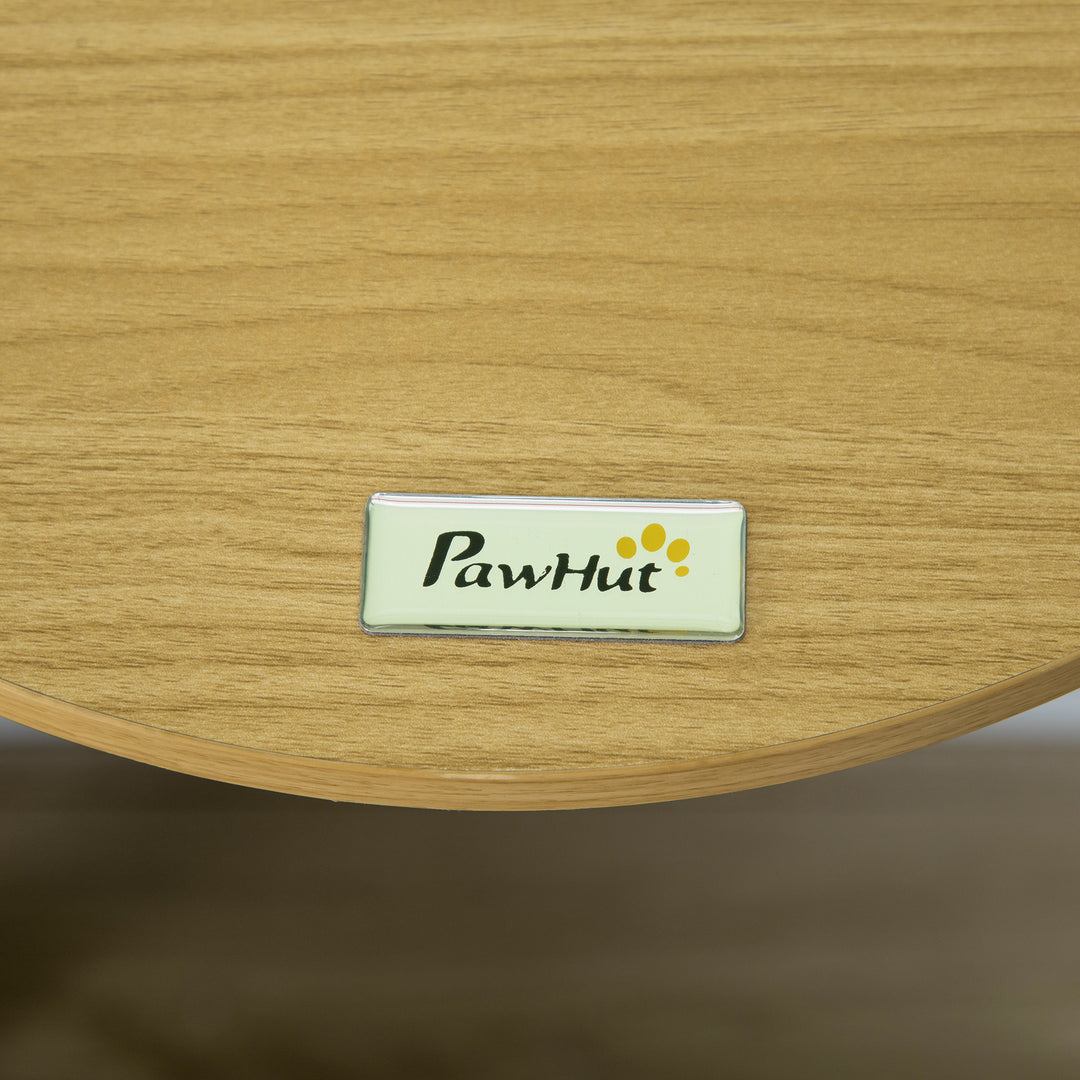 Vægliggestol, katteseng, med beskyttende kant, hynde, til vægmontering, eg + cremehvid, 34 x 34 x 10,5 cm