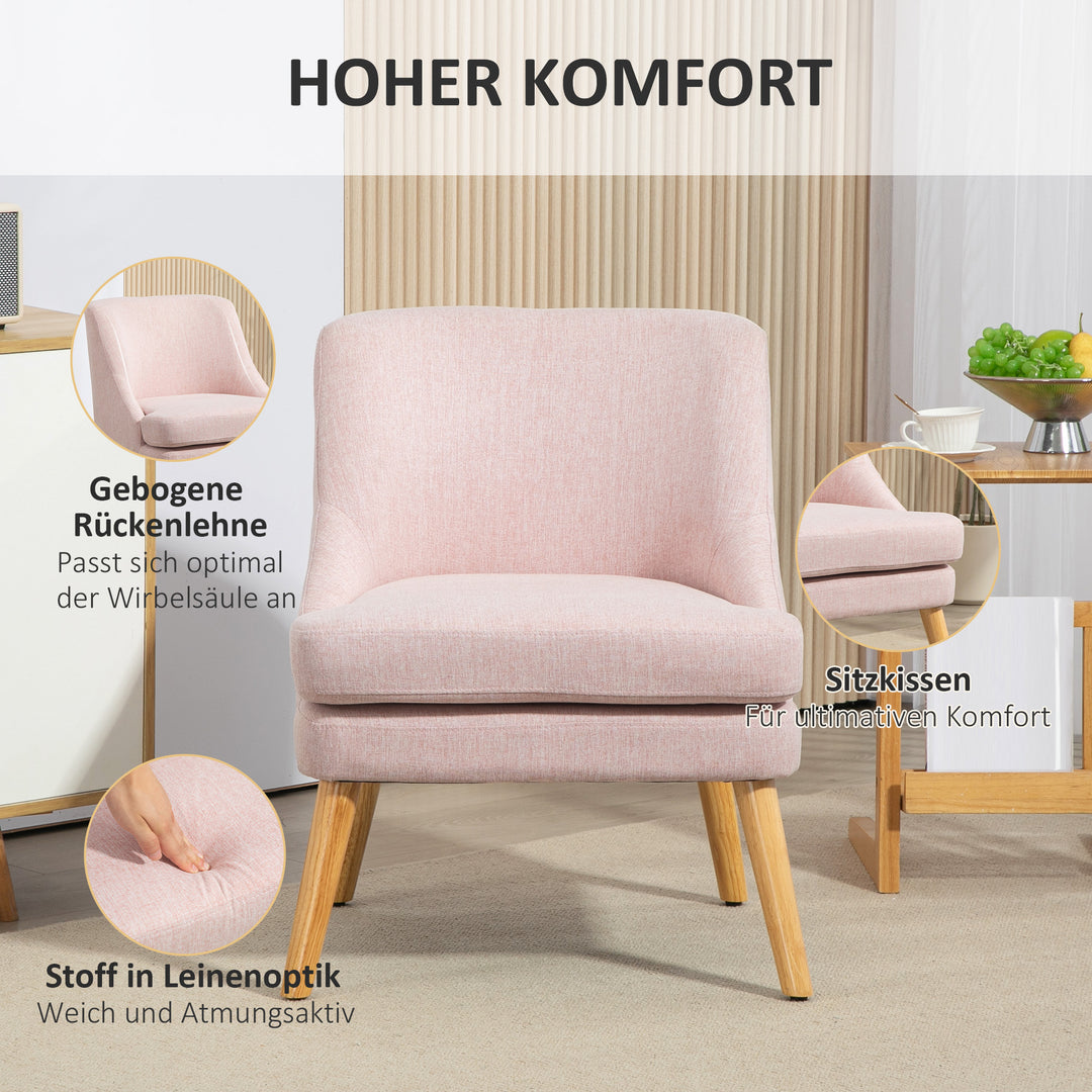 Skandinavisk accentstol, fløjl, 25d skum, hevea træben, beige, 63 x 69 x 79,5 cm