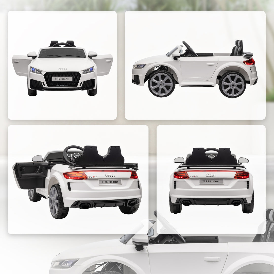Elbil til børn, audi tt rs roadster, 3 km/t, fjernbetjening, led, usb, hvid