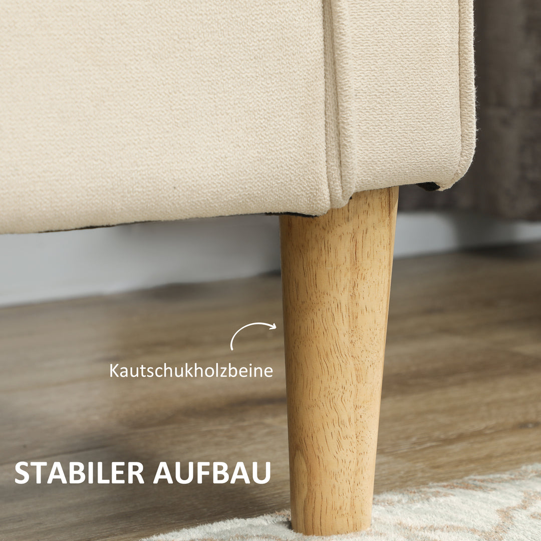 3-Personers sofa med opbevaringsplads, knapsyninger, polstret sofa, 166,5 x 62 x 82 cm, cremehvid