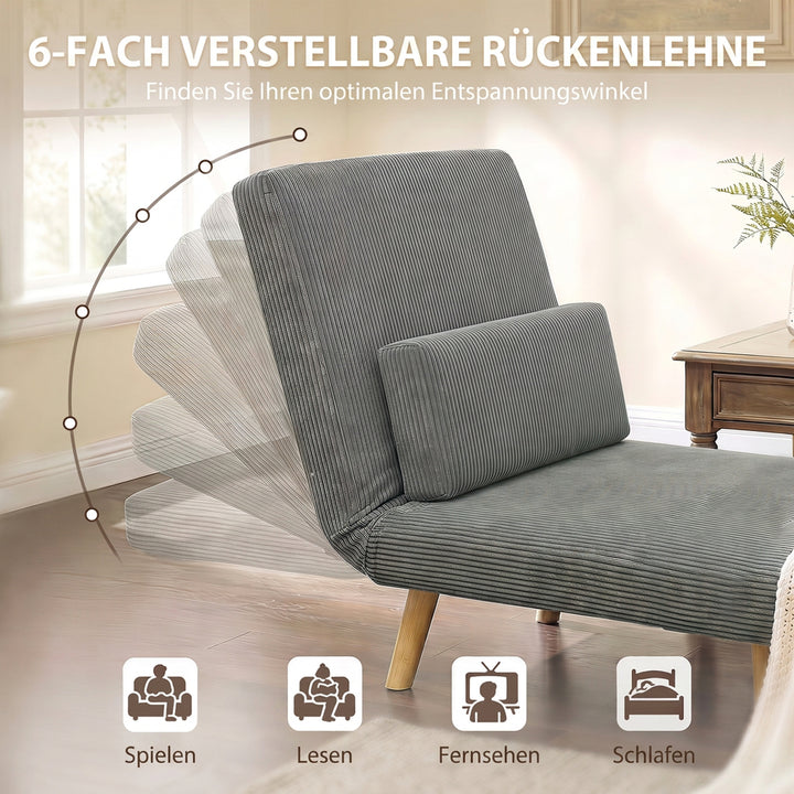 Sovestol 3 i 1 sovesofa med sengefunktion, 90x190 cm mørkegrå