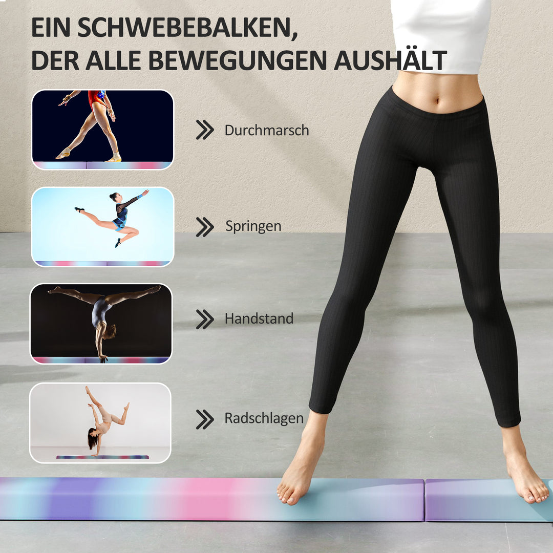 Balancebom 2,4 m, foldbar, skridsikker base, fra 3 år, op til 80 kg, flerfarvet