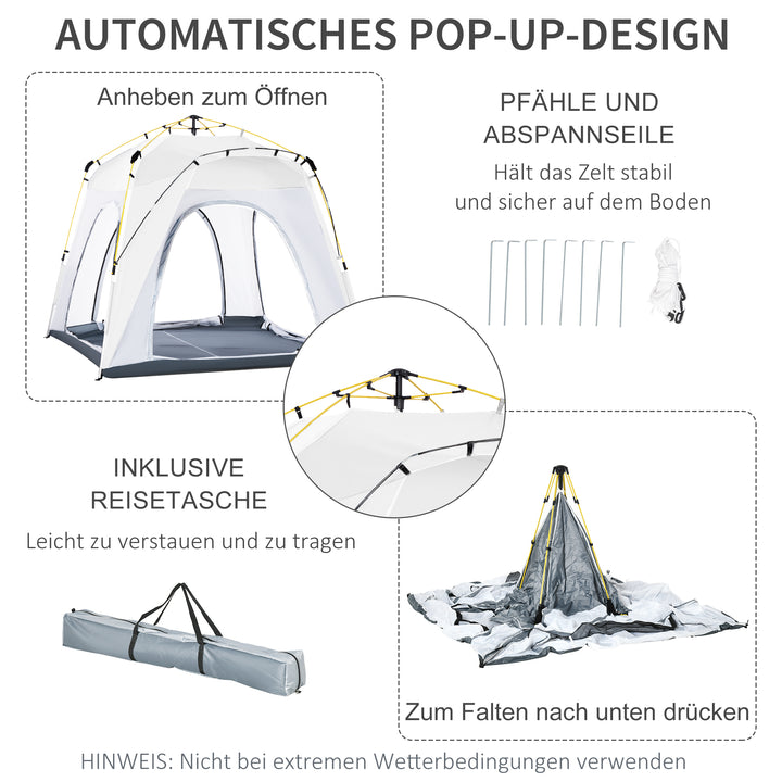 Pop up dome-telt til 4 personer, let, robust, vandtæt, uv 50+ med kroge, dør, vindue, teltbund