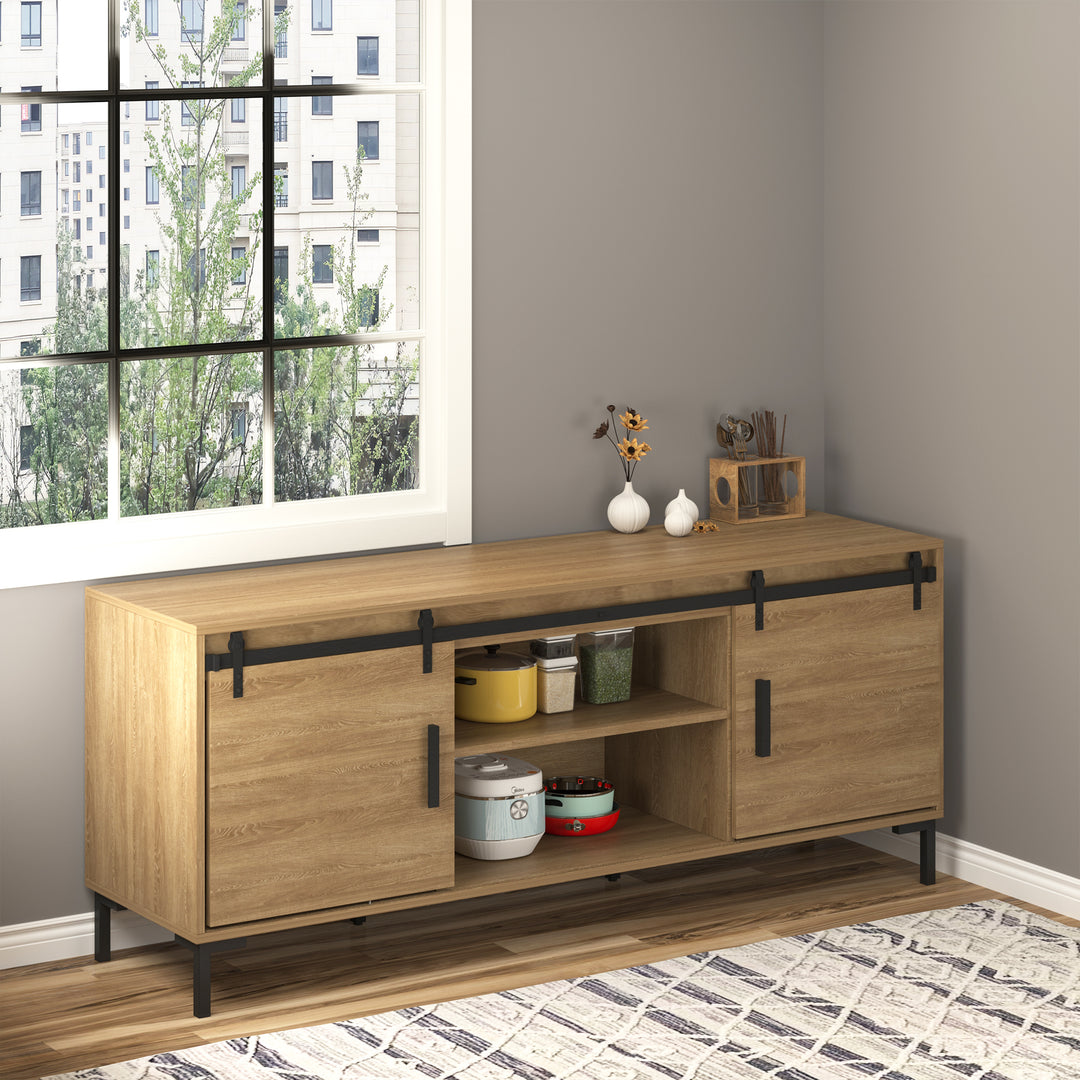 183 cm skydedør komplet sæt skydedørssystem med gulvskinne, af kulstofstål til dobbelt skydedør