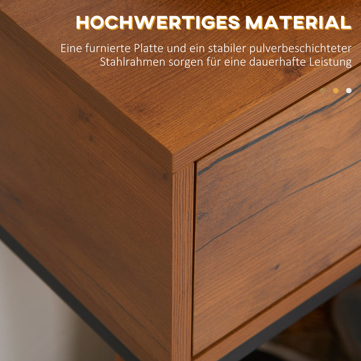 Konsolbord i industrielt design, sidebord, skænk, 1 skuffe, brun + sort