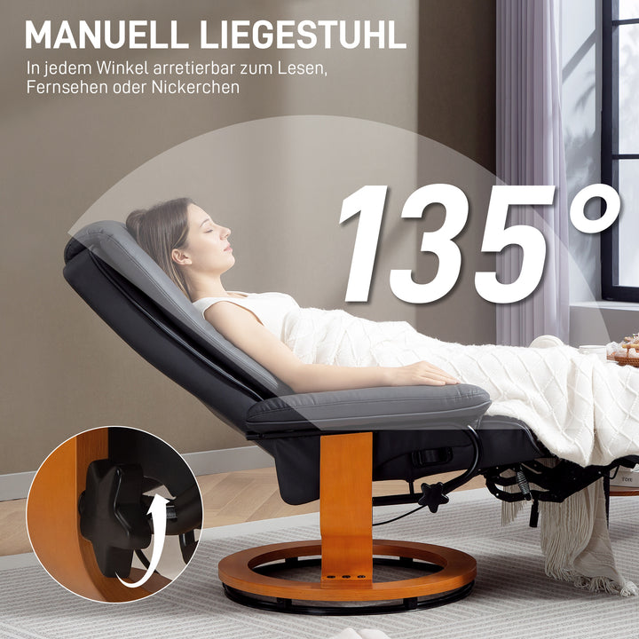 Lænestol med justerbar lænefunktion, drejelig, op til 150 kg, betræk af kunstlæder, stålstel, mørkegrå