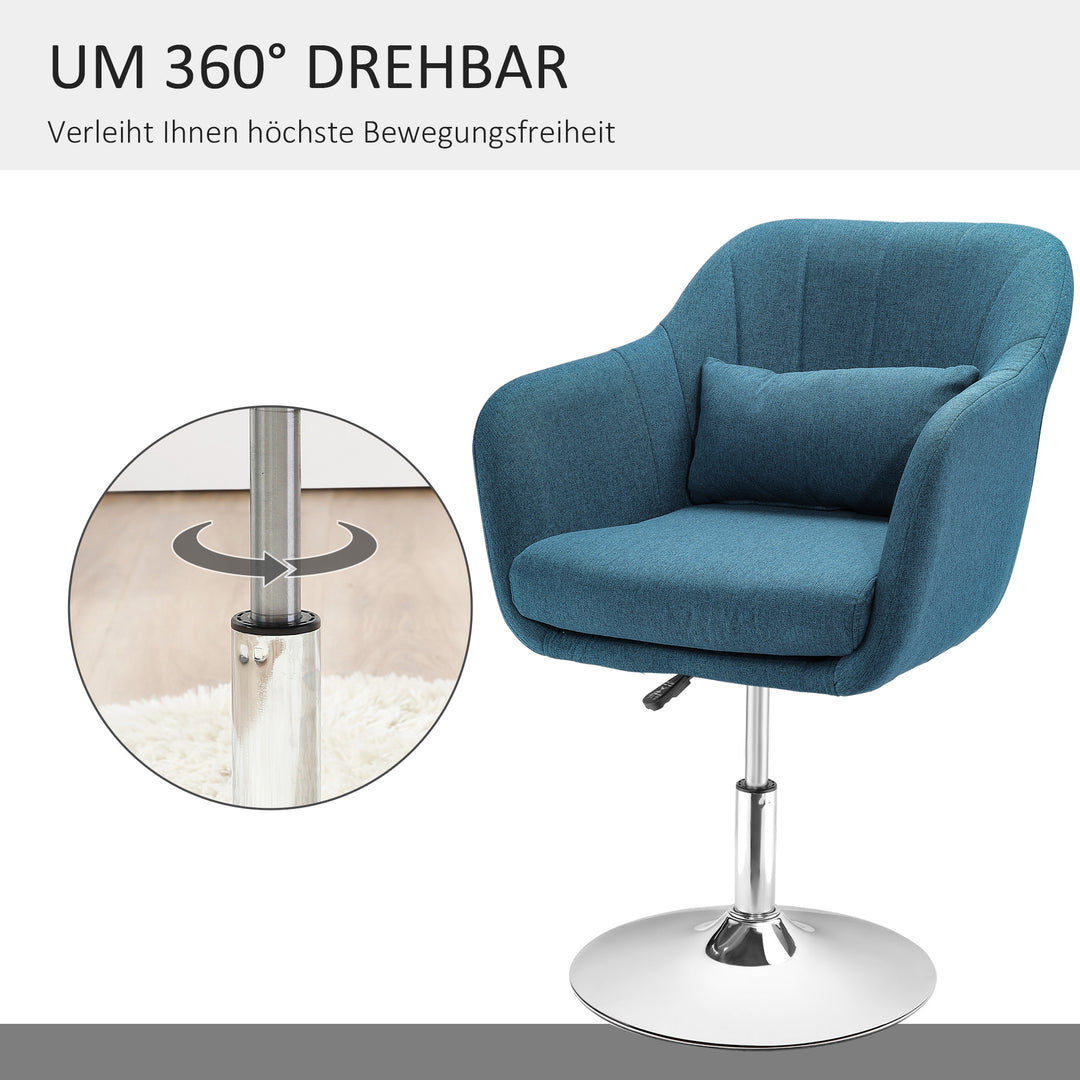 Drejestol, hørlignende polyester, metal, 60 x 60 x 79-91 cm, blå