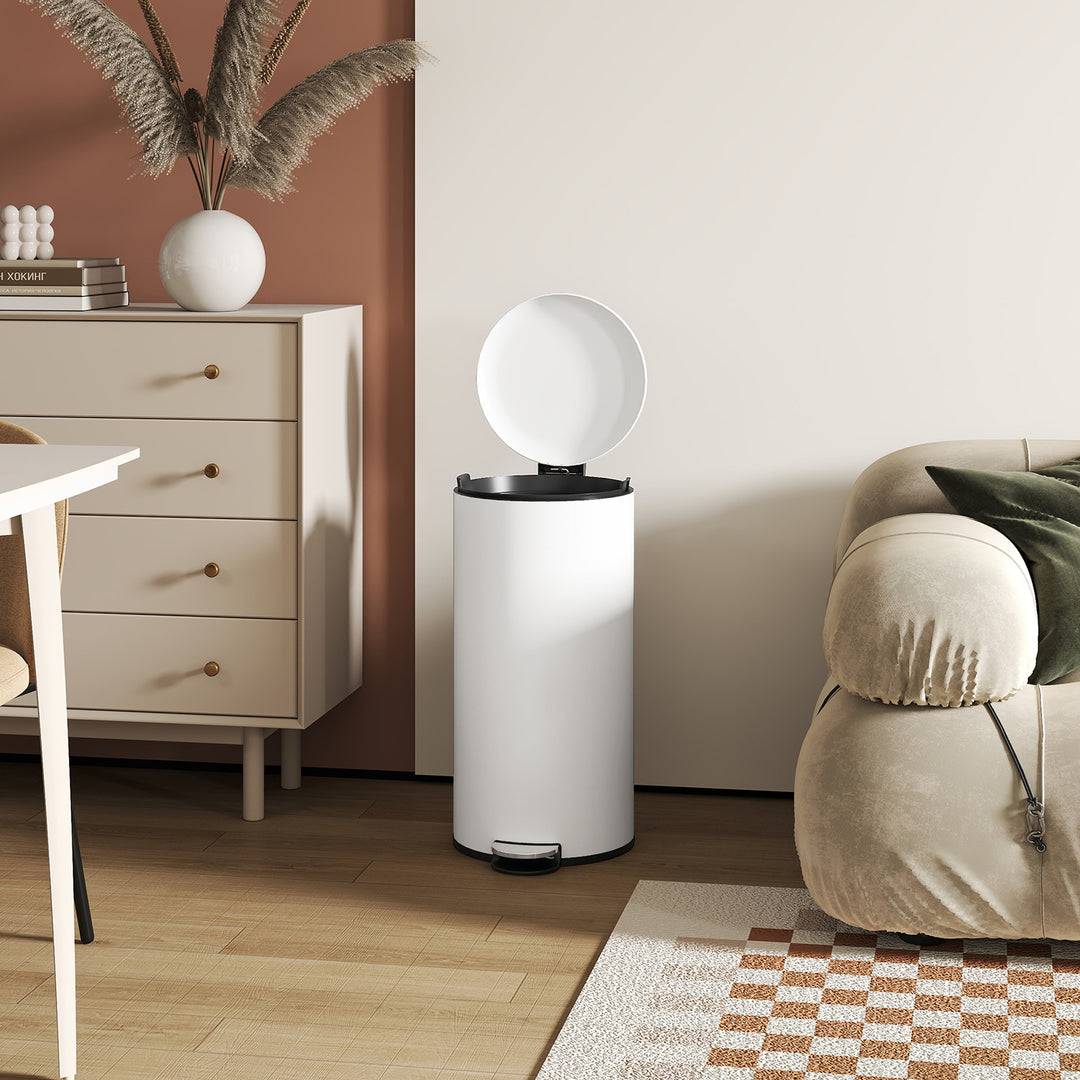 Skraldespand 30l, pedalspand, klik-på-låg, pedal, pletbestandig, cremehvid