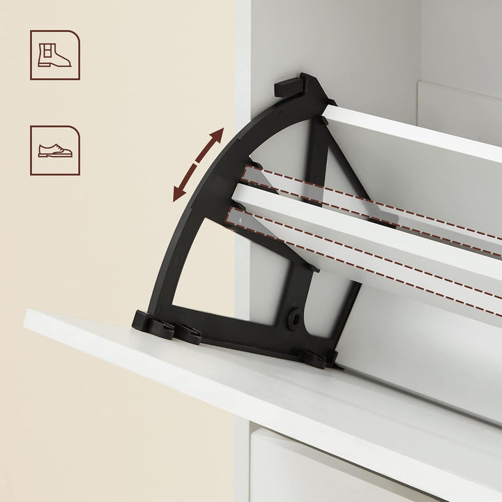 Skoskab med 2 rum, mål 60 x 24 x 102 cm, i hvidt design