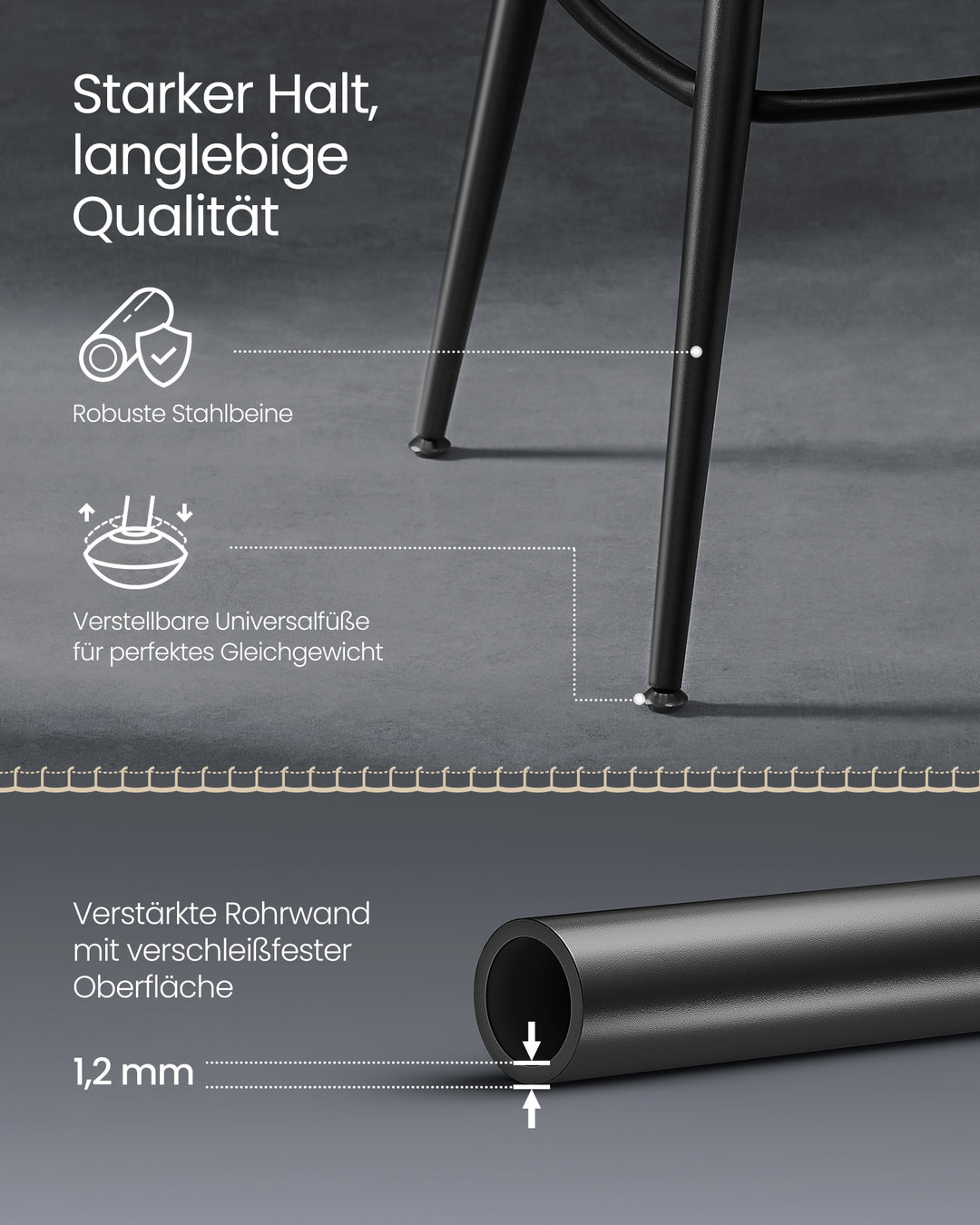 Sæt med 2 styks stilsikre barstole med 360° drejefunktion, kunstlæder, sort