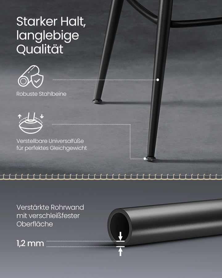 Sæt med 2 styks stilsikre barstole med 360° drejefunktion, kunstlæder, sort