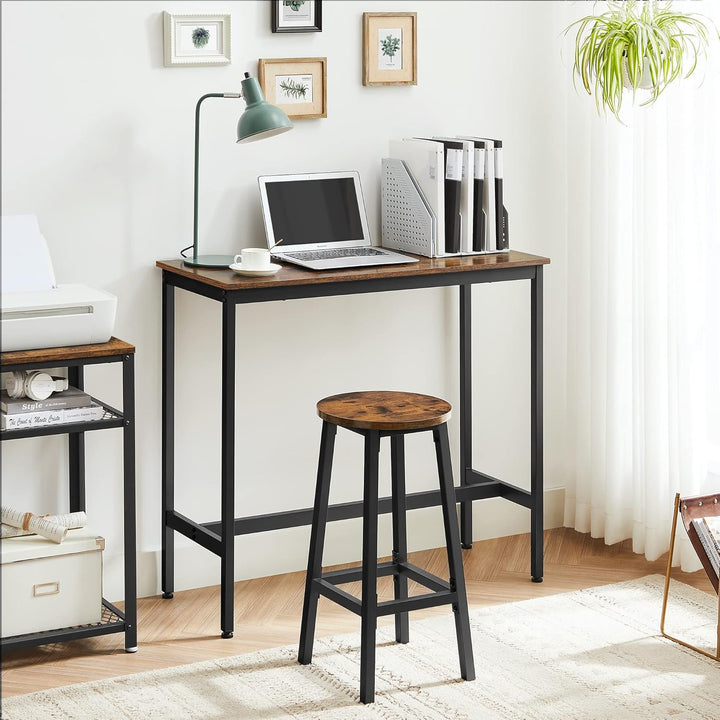 Barbordssæt, køkkenbord med 2 x barstole, industriel design, brun