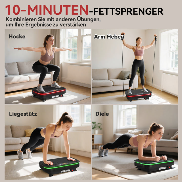 Vibrationsplade med Bluetooth og fjernbetjening – 99 niveauer, sort