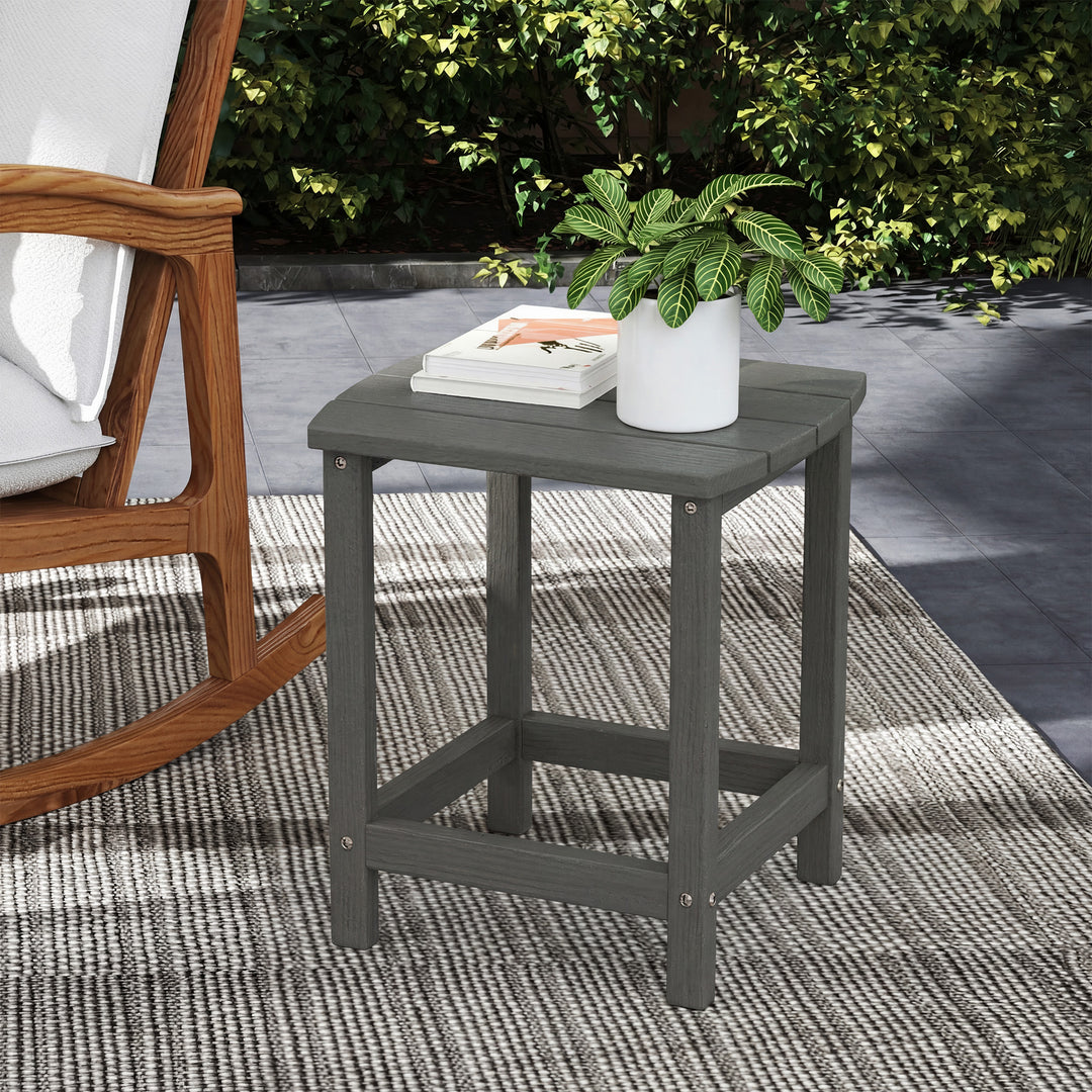 Havebord, vejrbestandigt balkonbord lavet af HDPE, udendørs spisebord/campingbord til have, terrasse, balkon, 48x37x46 cm, grå