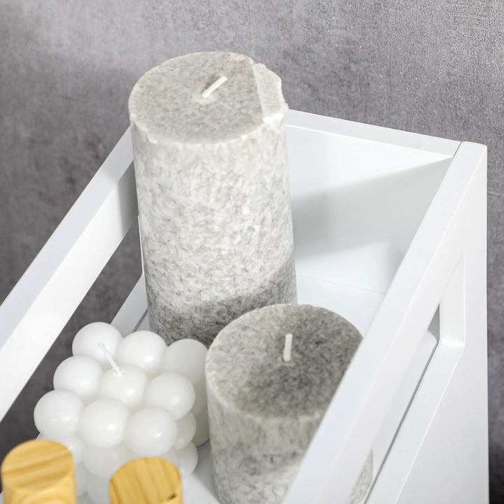 Niche-vogn badeværelsesskab rulleskab, slankt design, to skuffer, fire hjul, hvid, 16 x 49,5 x 66 cm