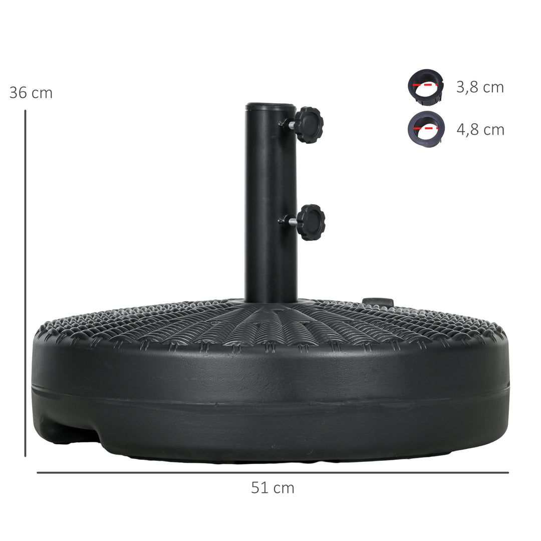 Parasolstativ/parasolholder, vejrbestandig, fyldbar, Ø51 x 36H cm, sort