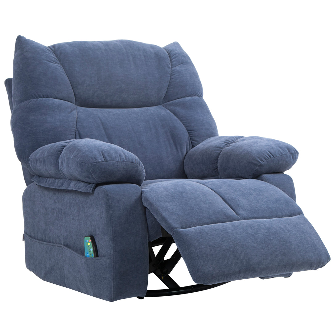 Massagestol med varme- og lænefunktion, drejelig, op til 150 kg, metalstel, 98x90x98cm, blå