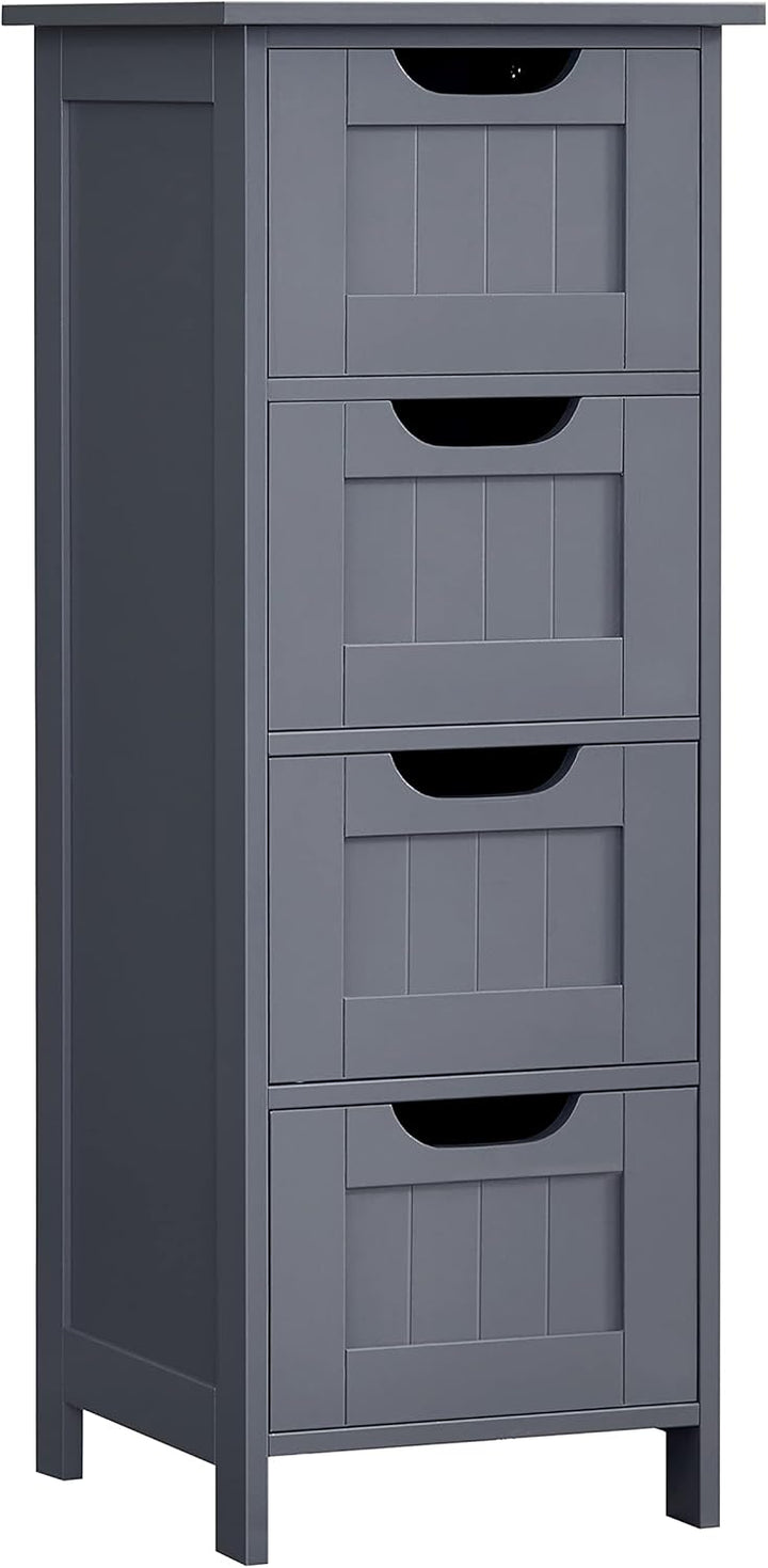 Badeværelsesgulvskab med 4 skuffer, mål 30 x 30 x 82 cm, moderne stil i grå farve