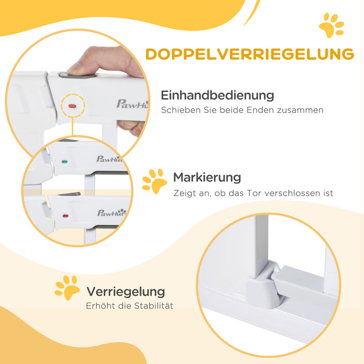 Dørgitter, ingen boring nødvendig, justerbar bredde 75-96 cm, åbning med en hånd, metal, hvid, automatisk lukkende babysikkerhedsgitter